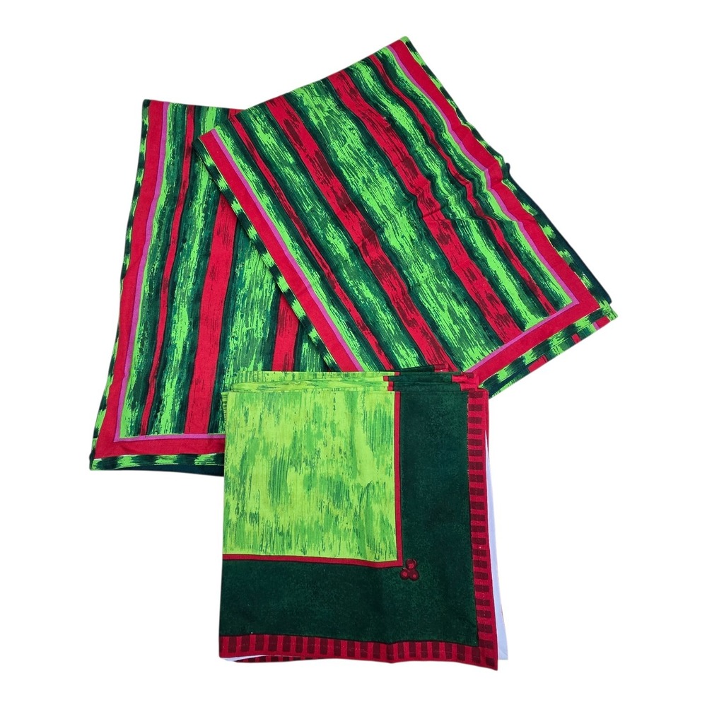 Department‎ 56 Holiday 7 Napkins & 2 Runners Cotton Kitchen Linens Christmas